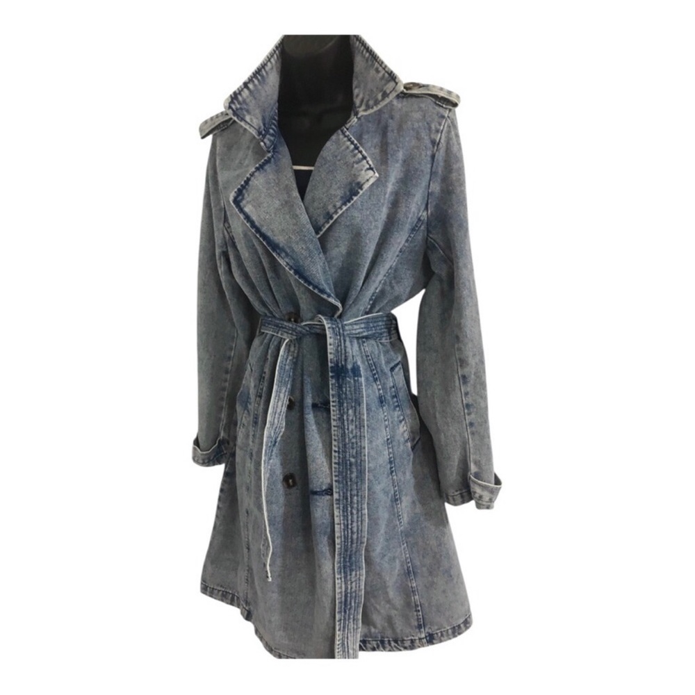 Stoosh medium wash midweight denim belted jeans trenchcoat size medium brand new